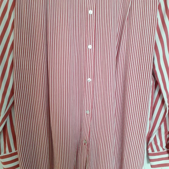 Jane and Delancey Striped Long Sleeve Button Up w/Back Buttons Red White Size L - Picture 6 of 12